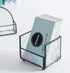 Vintage Stained Glass Business Card Holder, Mosaic Glass Name Card Display Holder for Office, Retro Black