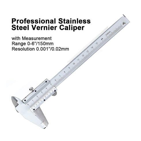 Vernier Caliper 0-6inch/0-150mm Manual Micrometer Caliper Stainless Steel Non-Digital High Precision Measuring Tool