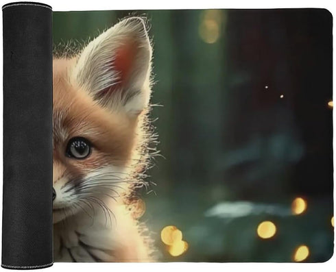 KRECDKQ 40x90cm Fox Baby Forest Night Lights Large Mouse Pad Gaming Mousepad Desk Pad for Keyboard and Mouse Mat