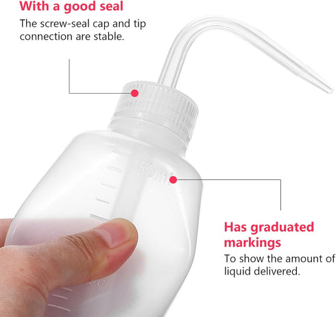 6pcs Laboratory Squeeze Bottles, 150ml/5oz Plastic Safe Cleaning Bottles for Tattoo Supplies, Plant Irrigation,