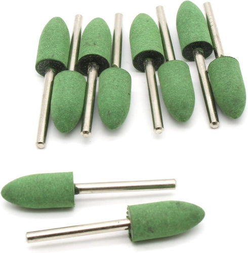 10 pc 10 mm (3/8 Inch) Bullet Rubber Rotary Tool Polishing Burr with 3 mm (1/8 Inch) Shank for Dremel