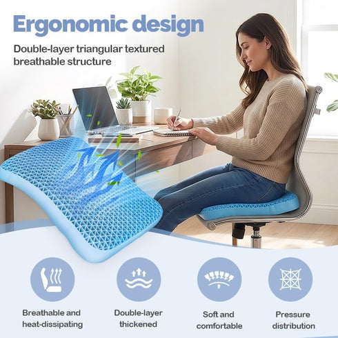 Vinlyto TPE Double Layer Gel Seat Cushion for Long Sitting - Enlarged Thickened Patent Design, Soft Breathable Cooling