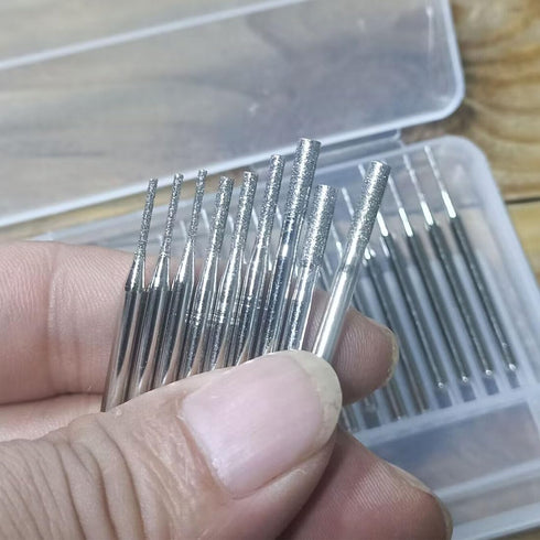 ?????? ???? 30 Pcs Needle Shape Diamond Burr Set for Rotary Tools, 1/8'' Shank for Stone Carving (Size: 1mm-3mm)
