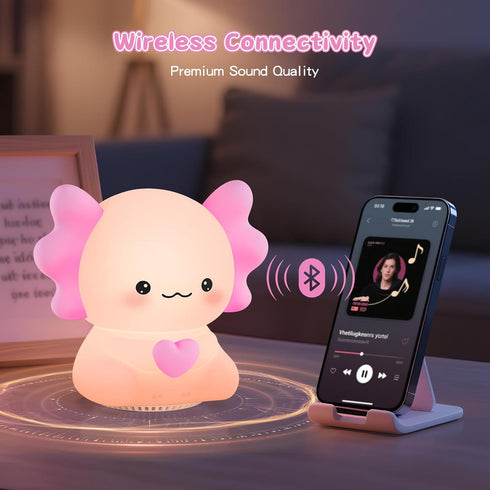 20 Axolotl White Noise Machine for Baby Sleep - Portable Night Light Sound Soother with Sleep Sounds, Wireless Speaker