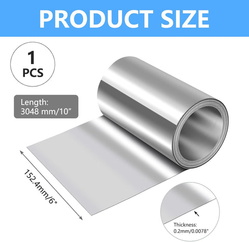 Roll,6in 10ft Panels,32 (0.0078"/0.2mm) ELECTRAPICK Aluminum Flashing x Metal Roof Gauge Aluminum Sheet Roll