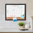 Monthly Calendar Dry Erase White Board & Cork Bulletin Board, 13" x 17" Black Wood Frame, Magnetic Surface
