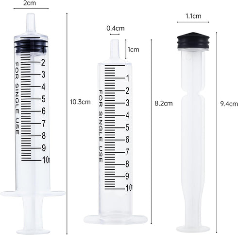 40 Pack 10ml Plastic Syringe for Scientific Labs, Dispensing, Measuring, Watering, Refilling, Multiple Uses