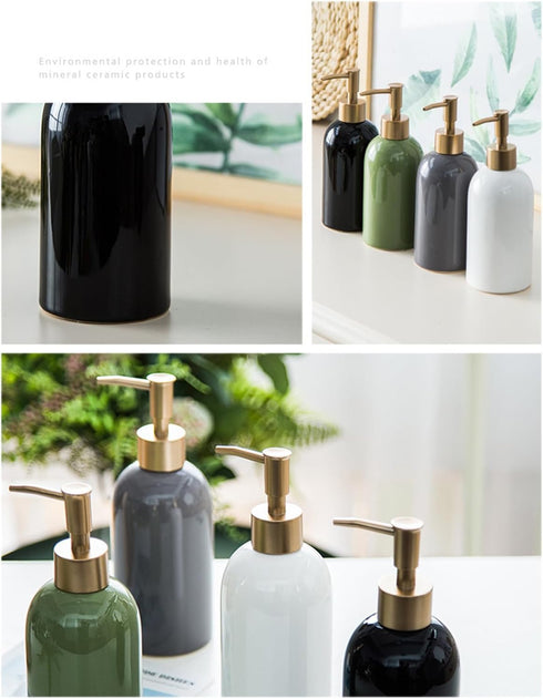 Whltzf Ceramic Hand Sanitizers Bottle Hotel Home Kitchen Soap Dispenser Toilet Lotion Bottle Press Easy to Soap