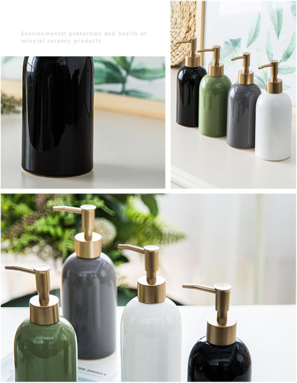 Whltzf Ceramic Hand Sanitizers Bottle Hotel Home Kitchen Soap Dispenser Toilet Lotion Bottle Press Easy to Soap