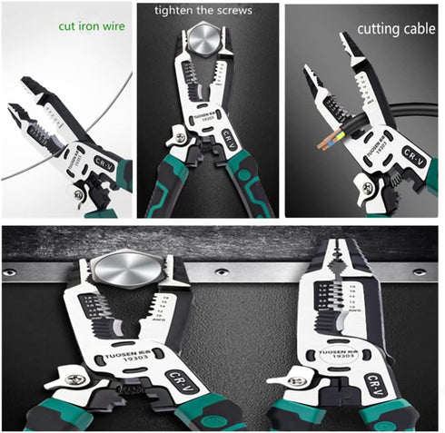 szhdxsy 10-in-1 Wire Stripper Tool, Multi-functional Pointed-Nose Pliers for Cable Stripping and Cutting