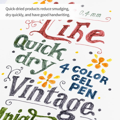 Korea Life&Pieces 0.4 mm 4 Color Quick Dry Gel Pen, Made in Korea, 1 Pcs 4 Colors Ball Pen (APRICOT)