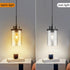 Modern Black Farmhouse Clear Glass Cylinder Pendant Light Fixture,Ceiling Hanging Metal Industrial Mini Pendant