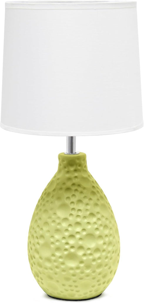 Simple Designs LT1193-GRN 14.17" Refined and Textured Oval Stucco Ceramic Table Lamp,