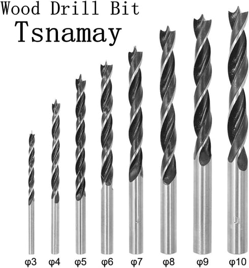 10mm Wood Drill Bit, 3 Point Woodworking Drill Set (5pcs)