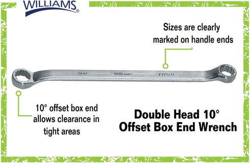 Williams BWM-1315 10-Degree Offset Box End Wrench, 13 by 15 Millimeter