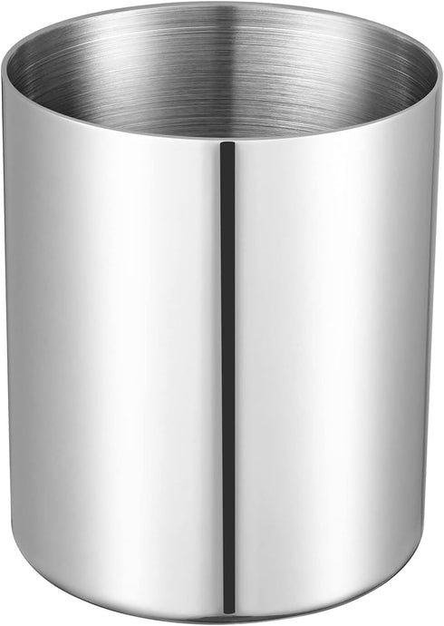 SUS304 Stainless Steel Silver Pen Holder for Desk, Heavy Duty Cylinder Pencil Holder Stand, Desktop Stationery Organizer