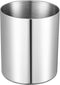 SUS304 Stainless Steel Silver Pen Holder for Desk, Heavy Duty Cylinder Pencil Holder Stand, Desktop Stationery Organizer
