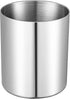 SUS304 Stainless Steel Silver Pen Holder for Desk, Heavy Duty Cylinder Pencil Holder Stand, Desktop Stationery Organizer