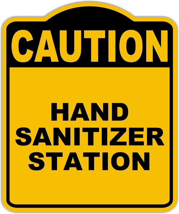 HAND SANITIZER STATION Caution Yellow Black Aluminum Composite Sign 8.5 x 10