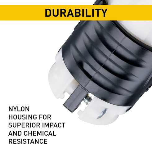 Legrand Pass & Seymour PS5266XCCV4 15 Amp 125V Specification Grade Plug, NEMA 5-15P, Black/White (1 Count)