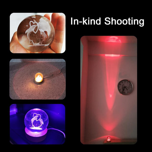 Zabalar 3D Crystal Dolphin Ball Light with Colorful LED Light Base,Heart Dolphin Lamp for Room,Color Changing Animal