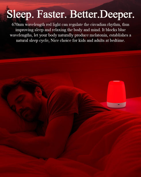 Generic 670nm 2 3 2H Red Light Night Light for Bedroom - Sleep-Enhancing Lamp, Color Mode, Brightness Level, Touch
