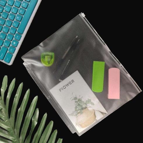 YoeeJob 3 Holes Clear PVC Zipper Binder Pocket Insert Pages, Letter Size, 50 Per Pack for Filing Storage