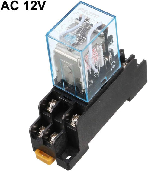 uxcell a13060500ux0313 AC 12V Coil 8 Pin Electromagnetic Power Relay with Base, Black