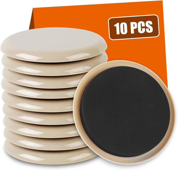 Ninsula 10PCS Furniture Sliders, 3 1/2" Furniture Sliders for Hardwood Floors, Reusable for