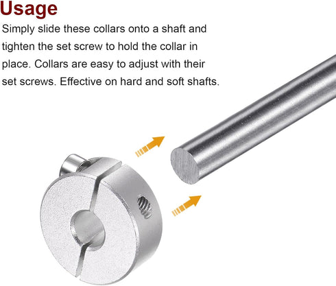 HARFINGTON 2pcs Double Split Shaft Collar for 8mm Shaft, Set Screw Clamp-On Collars for Machine Tools and Industry