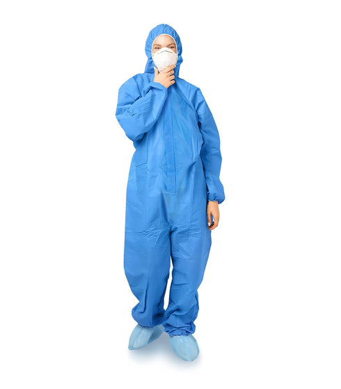 Blue Disposable Coveralls with Hood, XXL, 1 Pack 50 GSM PP Painters Suit Disposable