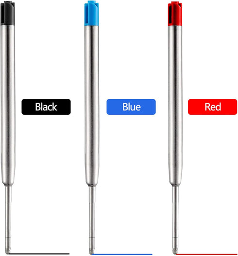 HeTaoCat Black Ink Refill Pack of 5, Replaceable Ballpoint Pen Refills, Medium Point Metal Refill (Black)