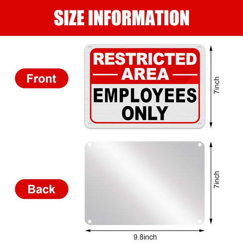 4 Pcs Restricted Area Employees Only Sign 10 x 7 Inches Do Not Enter Sign with 4 Pre Drilled Holes Reflective Warning Signs Rust Free Easy to Mount Aluminum UV Protected(Simple Style)
