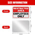 4 Pcs Restricted Area Employees Only Sign 10 x 7 Inches Do Not Enter Sign with 4 Pre Drilled Holes Reflective Warning Signs Rust Free Easy to Mount Aluminum UV Protected(Simple Style)