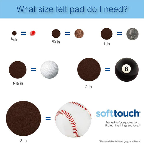 8 Pack 1" SoftTouch Round Nail-On Felt Pads Heavy Duty Furniture Leg Protectors for Hardwood, Tile & Laminate Floors
