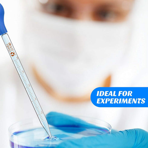Weewooday Glass Droppers Pipettes, Graduated Lab Dropper with Big Rubber Hats, 20 cm Stir Rod Washing Brush, 8 Pieces