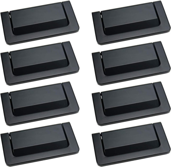 Geesatis 8 Pcs Cabinet Flush Recessed Handle Pulls, Modern Lifting Handles with Mounting Screws, Black