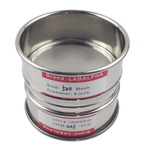 LABALPHA 500 Mesh Lab Sieves, Test Sieve #500 Mesh, 4'' Diameter, 304 Stainless Steel Wire Cloth