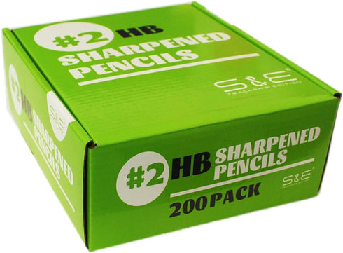 S & E TEACHER'S EDITION Woodcased #2 Pencils - Pre-sharpened, 2 HB Lead Bulk Box Pencil, 200 Pcs Yellow Pencils with