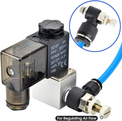 TAILONZ PNEUMATIC 3 Pack SL6-M5 Push to Connect Air Line Fitting Air Flow Control Valve