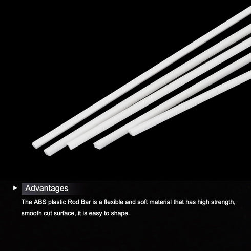 MECCANIXITY 15pcs ABS Square Rod, 1x1x500mm Solid Bar, White Plastic Rods Assortment Kit for DIY Architectural Model