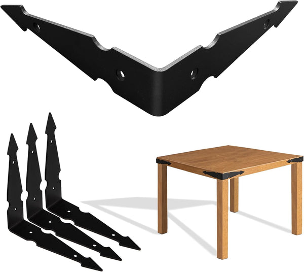 Farmhouse Metal Corner Brackets Decorative Wood Table 6.1" Matte Black Corner Protectors