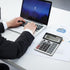 Desk Calculator, 12 Digit Extra Large LCD Display, Big Buttons, PXY Two Way Power Battery and Solar for Office