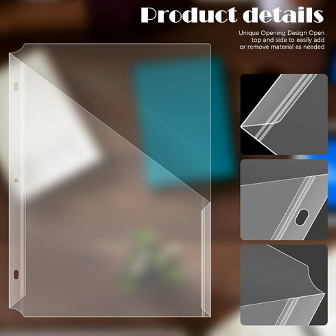 OEBSR 30Pack 3 Hole Punch Clear Plastic Document Folders - Organized Poly Translucent File Jacket for US Letter/A4 Size