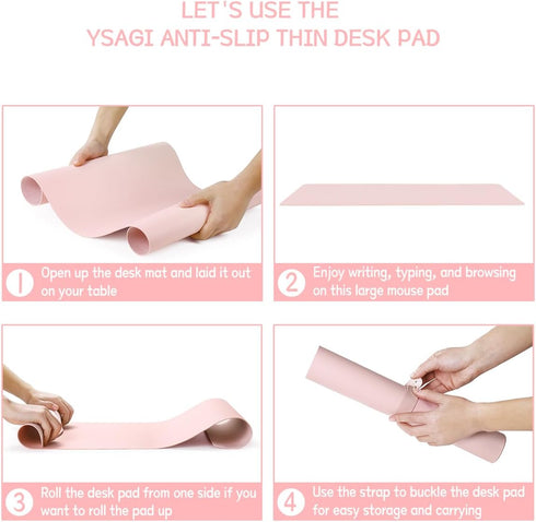 Non-Slip Desk Pad, Waterproof PVC Leather Table Protector, Ultra Thin Large Blotter for Office Work/Home (Pink)