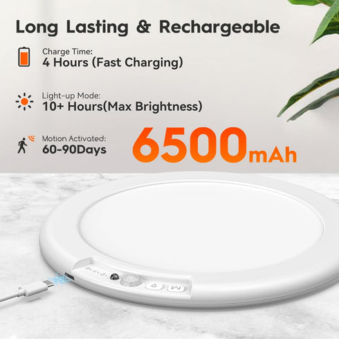 Closet 13 0.55 Closet 1 Pack Rechargeable Motion Sensor Ceiling Light with Remote, Wireless Battery Operated Light