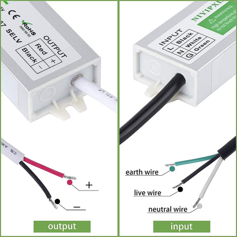 NIYIPXL 60 IP67 100V-260V 12V 12V LED Driver Watts Waterproof Power Supply Transformer Adapter AC to DC Low Voltage