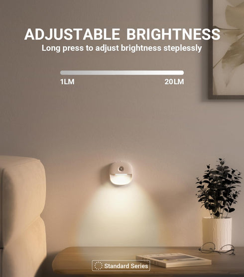 Closet 1-20LM Dimmable 3-Pack Lyridz Rechargeable Night Light, Motion Sensor Battery Nightlights, Mini Stick-on LED