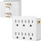 6 Outlet Wall Adapter, FiiMan UL Listed 3-Prong Grounded Outlet Side Access Adapter, White