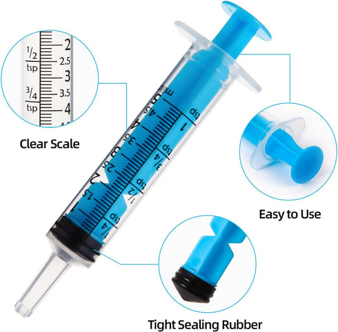 50pcs 5ml Syringes with Caps for Industry Lab Pet Feeding (Blue)